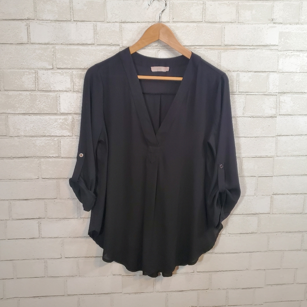 Lush long sleeve black blouse
